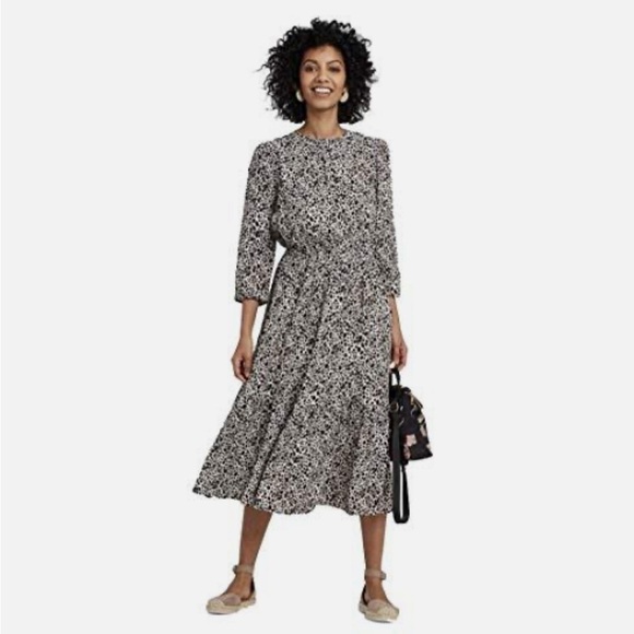 a new day Dresses & Skirts - A New Day Women's Leopard Animal Print 3/4 Sleeve Tiered Dress Size‎ Small Boho
